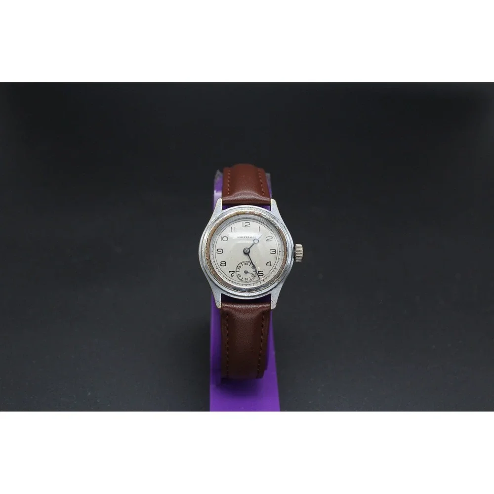 Vintage Gotham Swiss Manual Wind Watch 31mm Small Seconds Serviced Leather